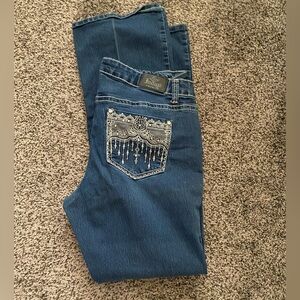 Love Indigo 12 Jeans Stretch Bling Pockets Blue Denim Boot Cut Bootcut
